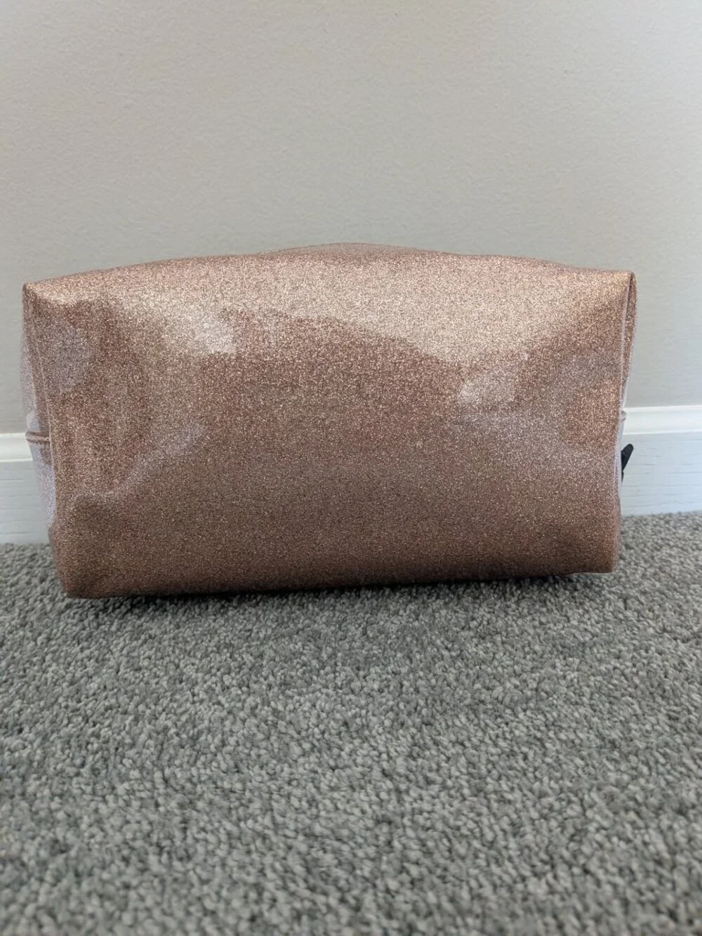 Kate Spade Terrace Street Large Davie Cosmetic Bag Rose Gold Glitter